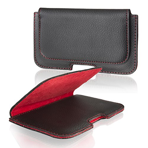 Preisvergleich Produktbild Elegante Slim Handytasche Quertasche Gürteltasche passend für "Samsung Galaxy Alpha" Handy Schutz Hülle Outdoor Case Cover Etui schwarz