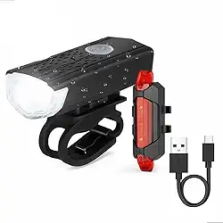 Techtrends Kit Lanterna Traseira E Farol Dianteiro Bike Led Recarregável Usb Com 3 Modos De Iluminação Sinalizador Pisca Bicicleta Luz Led Ultra Forte Resistente A Água (cabo USB Incluso)