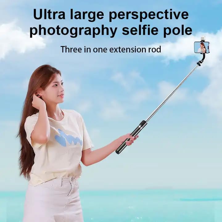 Image of SnapX1s L Vlogging Kit with Fill Light & Wireless Mic | 3-in-1 170cm Extendable Selfie Stick Tripod with Bluetooth Remote + K8 Mic for YouTube, Reels & Vlogs (Android /iPhone)