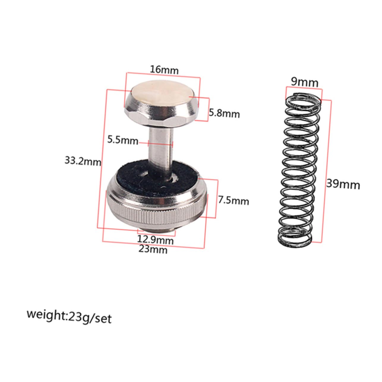 BESTonZON 18piezas Botones Para Con Muelles De Accesorios Para Reparación y De Instrumentos