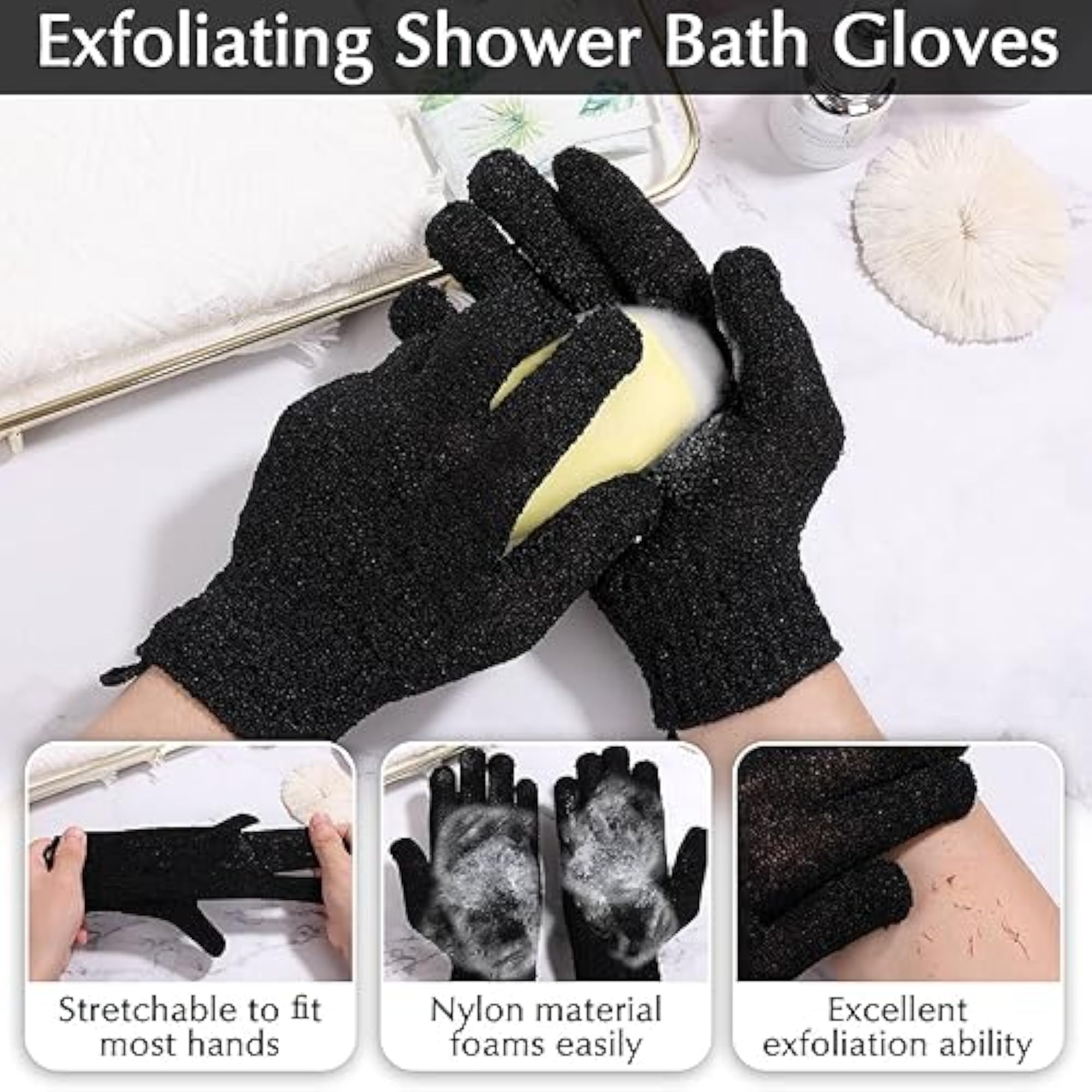 Exfoliating Back Scrubber Bath Gloves Set
