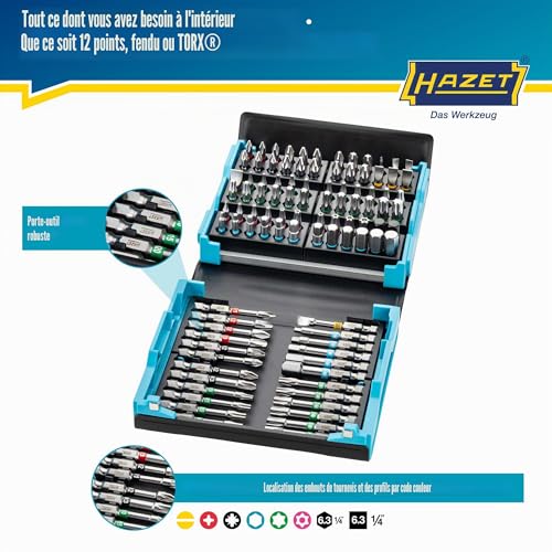 HAZET Smartcase Jeu d'embouts 2200SC-3 I 96 pièces, entraînement : 1/4 pouce, un maximum d'outils dans un minimum d'espace pour une meilleure vue d'ensemble I Jeu d'outils pliable – vue 5