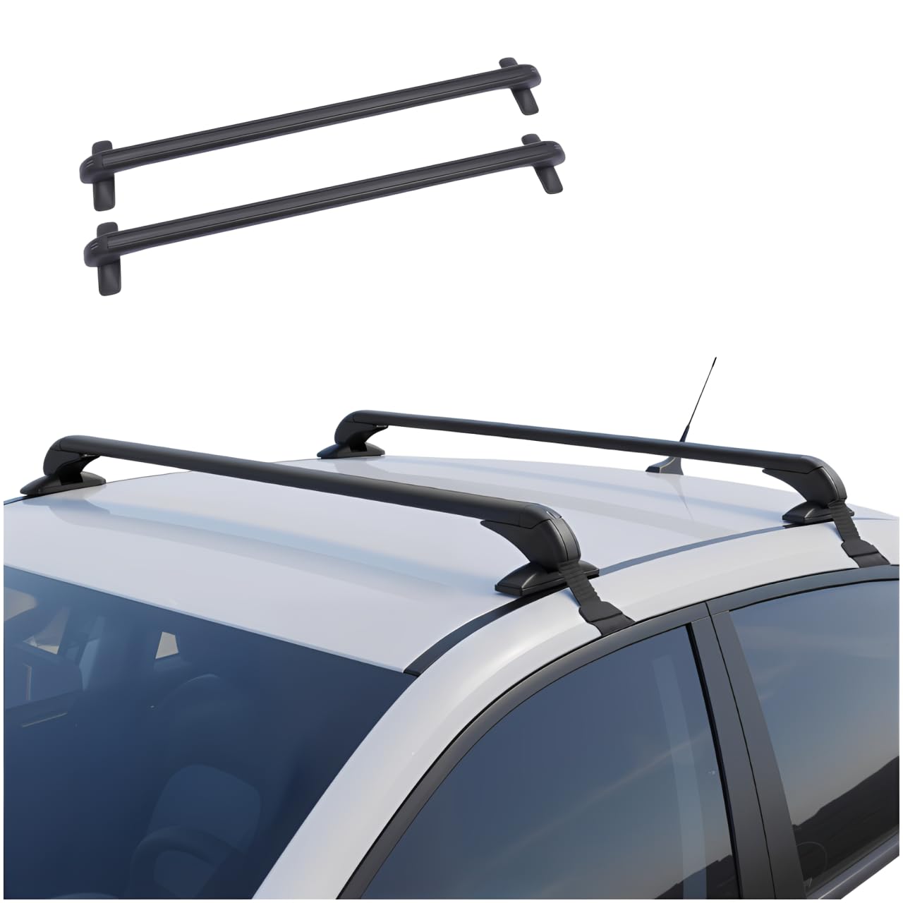 Baca de Techo Universal para Coche, 100 cm, Aluminio, Capacidad de Carga estática 75 kg, Barra portátil Universal para la mayoría de Coches de 4 o 5 Puertas Solo