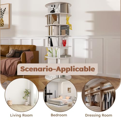 Image of Rotating Shoe Rack Tower, 7-Tier Spinning Storage Rack, Free Standing 360 Revolving Shoe Organizer, Holds 28 Pairs of Shoes (6-Tier White)