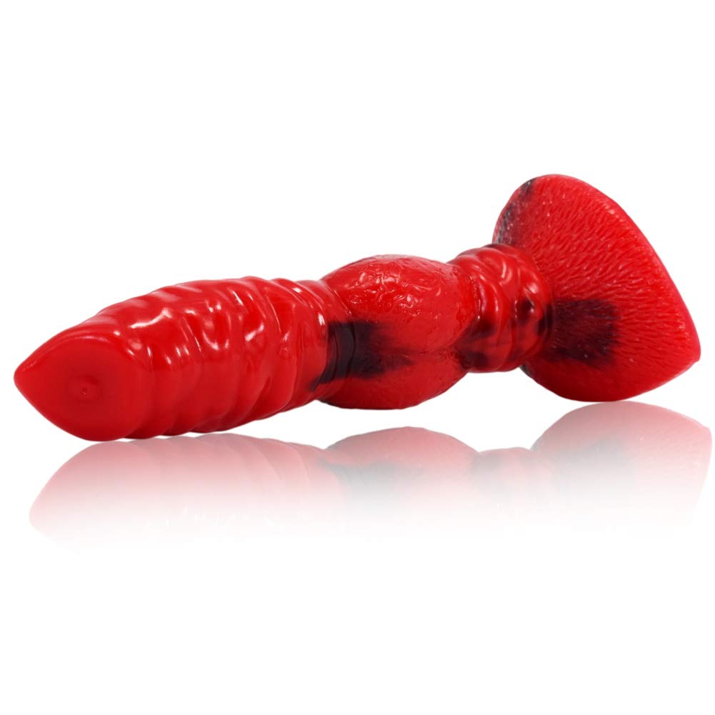 Dildo realistico, Dildo animale in silicone liquido da 17,6 cm Dildo per cani Dildo classico con forte ventosa e nodo spesso, plug anale del pene flessibile Dildo anale per donne coppie uomini Roluck