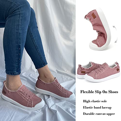 Jenn Ardor Women Sneakers Slip On Fashion Unlaced Shoes Comfortable Walking Flats Casual Shoes (Z Pink,6.5) #TOP2