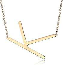Shiraj Creations Large Initial Necklace Gold, Silver and Rose Gold Plated Big Letter Script Brass Pendant Monogram Necklace for Women Gift(from Alphabet 26 A-Z)