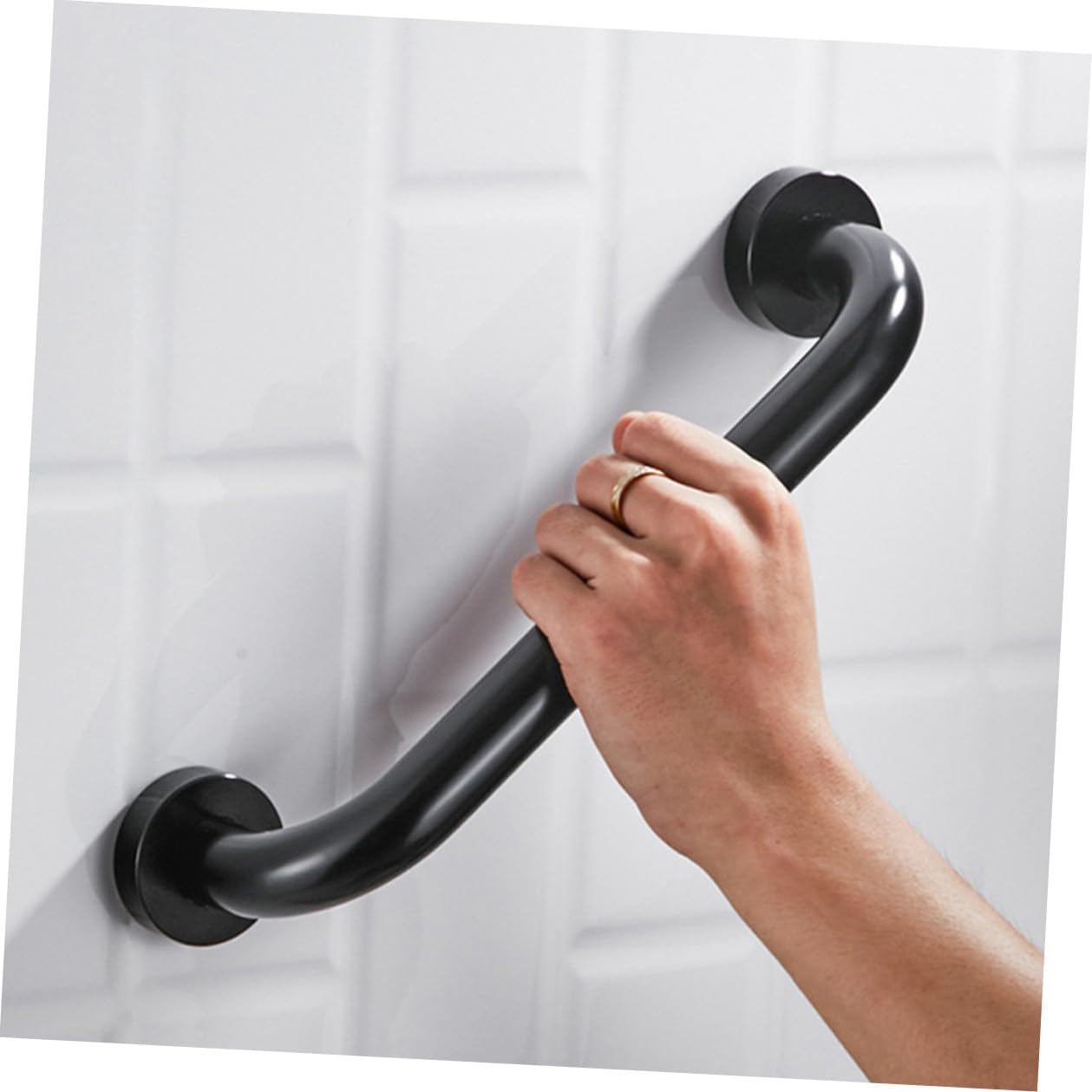 Alipis 2pcs Wall-Mounted Safety Handrails Non-Slip Bathtub Grab Bars for Elderly Bathroom Toilet Support Space Aluminum Black