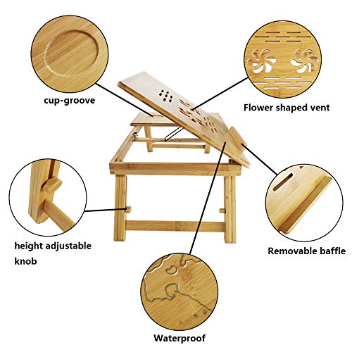 Support pour ordinateur portable réglable hauteur bambou - 6