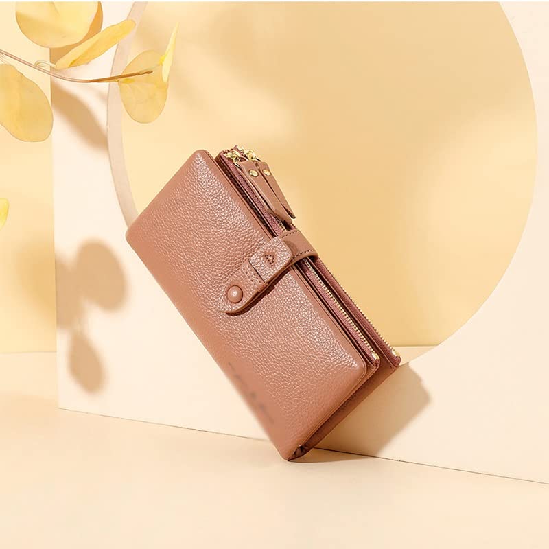 Long Wallets for Women Soft PU Leather Trifold Card Holder Purses Ladies Coin Standard Female Purses(C)4