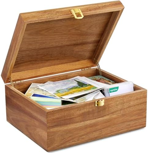 DRASTAR Wooden Keepsake Box, Large Acacia Storage Memory Box with...