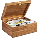 DRASTAR Wooden Keepsake Box, Large Acacia Storage Box with a Hinged Lid, Memory treasure box for Crafts and Photo Storage