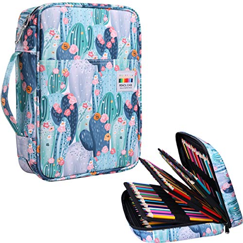 Jakago 220 Slots Colored Pencil Case Large Capacity Pen Holder For Artist Painter Zipper Organizer Bag For Marker Highlighter Storage Case For Office Sketch Travel Supplies (Cactus) #TOP25