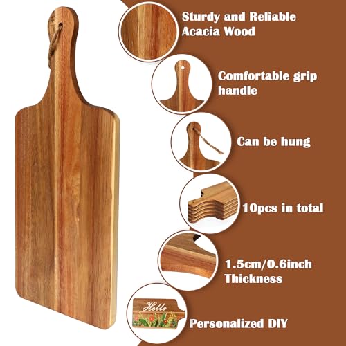 12 Tablas de Cortar de Madera de Acacia 30.5x15 cm con Mango miniatura 3