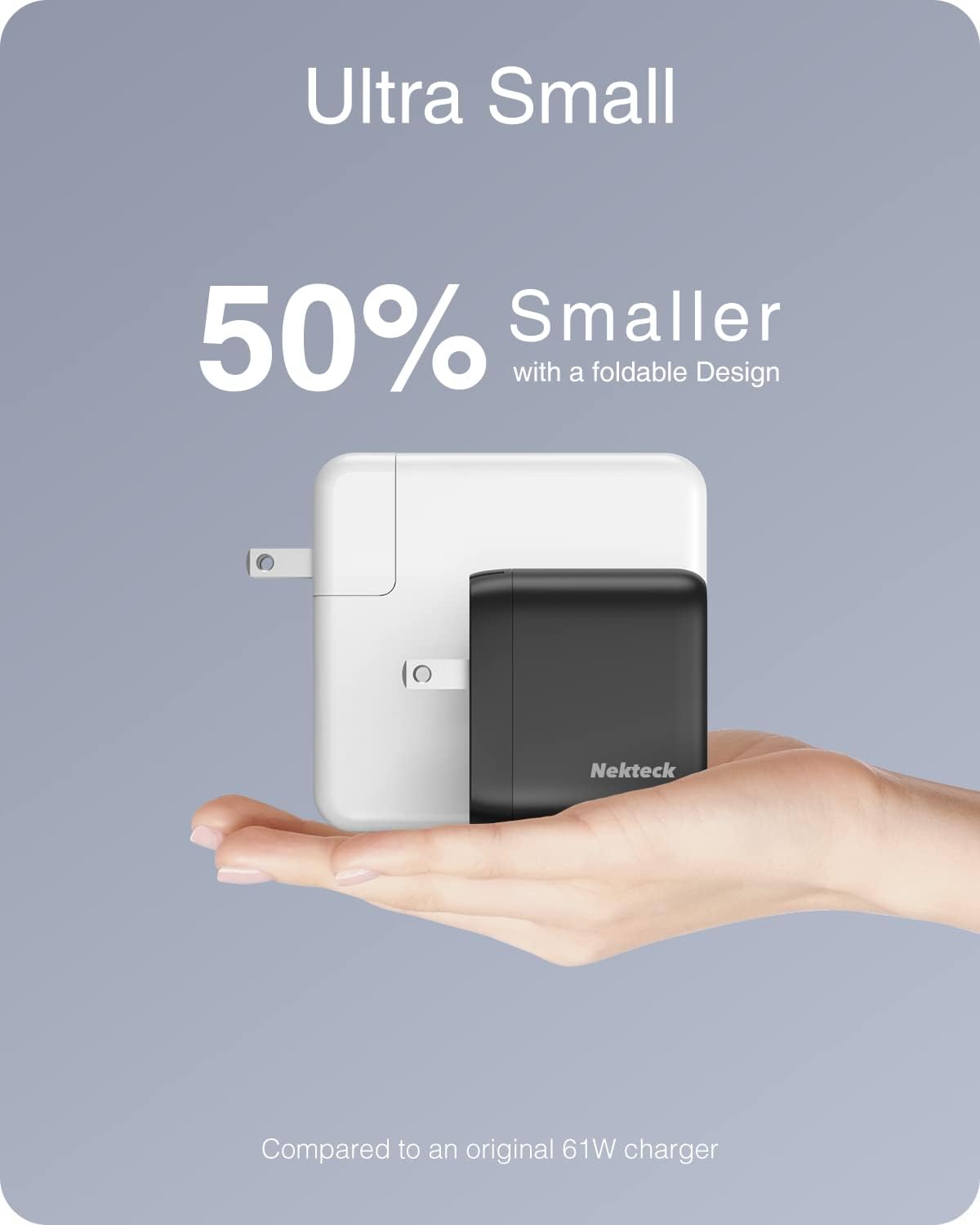 65W USB-C Charger, Nekteck Fast Charging Compatible with MacBook Air/Pro, Single-Port PD Laptop Charger with GaN II Technology, Compact & Stable