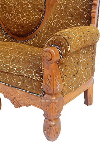Image of Luxury Wooden Teakwwood Five Seater Sofa Set for Living Room (Honey Brown) Solid Wood Outdoor Chair 5 Seater Sofa | (21)