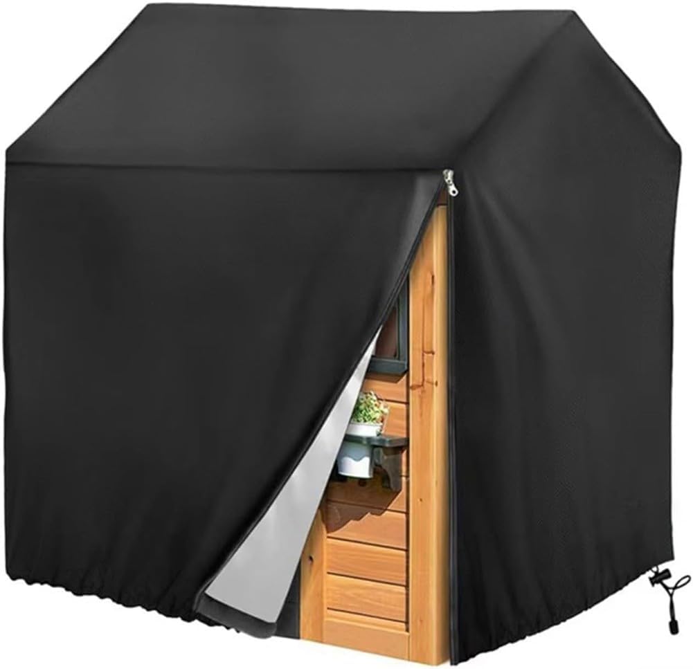 Oxford Cloth Playhouse Outdoor Play House - Heavy Duty, Weatherproof, UV-Resistant & Wind-Secure with Drawstring & Zipper, 145 x 145 x 160 cm, Black(420D)
