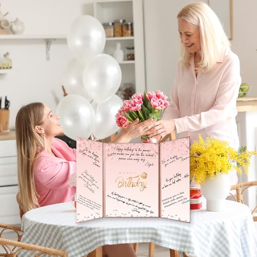 Image of Crenics Rose Gold Happy Birthday Decorations, Creative Birthday Guest Sign in Book Alternative, Birthday Signature Book 18 inch x 12 inch, Great Birthday Gifts for Women or Girls