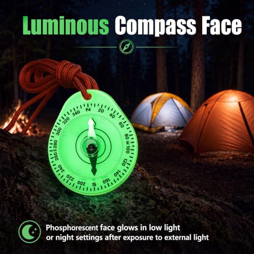 Kingdder 3 Paquetes Brújula Luminiscente en la Oscuridad con Llavero, Brújula Impermeable para Navegación al Aire Libre, Senderismo y Camping miniatura 6
