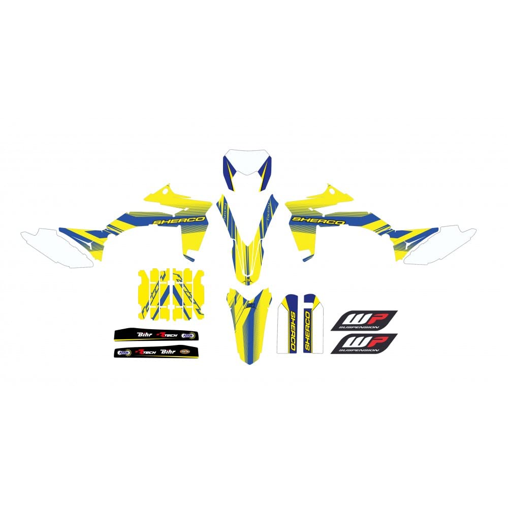 Kit déco Sherco jaune mod.5 compatible Enduro SE R Y SE F 2013 2014 2015 2016