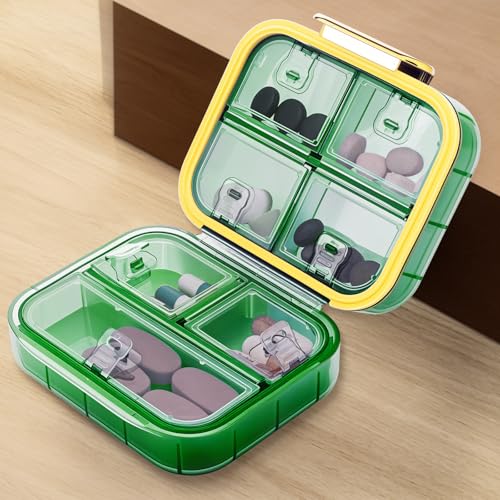 Caixa organizadora de comprimidos portátil, estojo de armazenamento de cápsulas de viagem com 7 compartimentos, recipiente de medicamentos à prova d'água para vitaminas, suplementos, medicamentos