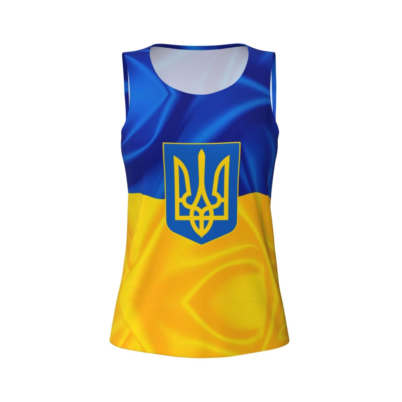 Peiyeety Women's Black Ukraine Emblem Ukraine Flag Workout Tank Tops Athletic Sports Tank Top Breathable Sleeveless Shirt