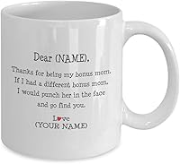 Vista 2 de Regalo de regalo para mamá de la hija, hijo, niño y niño. Taza de café de aniversario divertida regalo personalizado. Querida mamá agradecimiento.