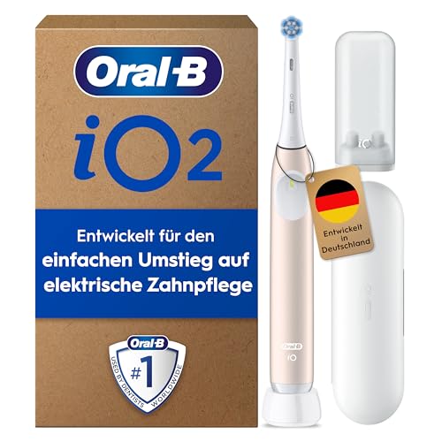 Oral-B iO Series 2 Elektrische Zahnbürste/Electric Toothbrush, 1 Aufsteckbürste, 3 Putzmodi für Zahnpflege, Magnet-Technologie, Reise-Etui, Reise-Aufsteckbürsten-Etui, Designed by Braun, Calm...
