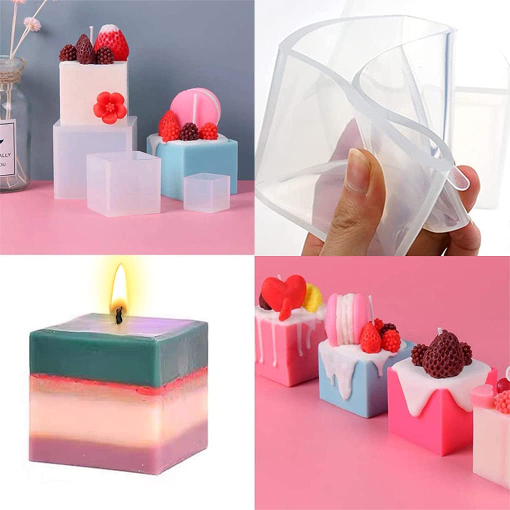 FineInno 5 PCS Geometric Cube Resin Mould Deep Silicone Mould 0.86"/1.3"/1.73"/2.13"/2.52" Square Epoxy Mould for DIY Craft Soap Candle Desktop Decoration (0.86"/1.3"/1.73"/2.13"/2.52") - Image 2