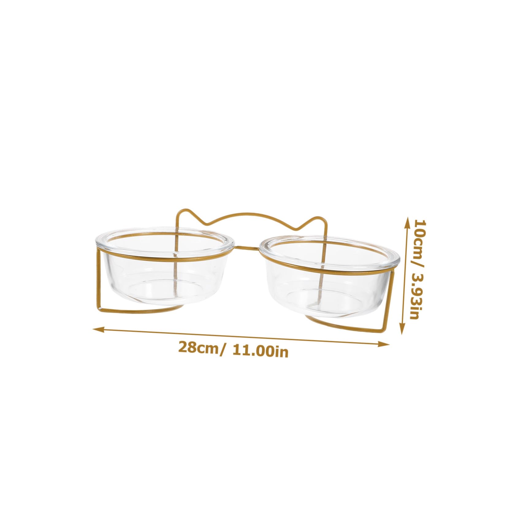 Toyvian Gamelle Double en Verre Inclinée pour Animaux de Compagnie, Bol Surélevé Facile à Laver Support Créatif en Métal, Adapté pour Chats et Chiens