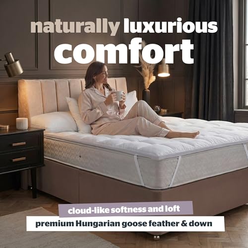Silentnight Goose Feather and Down Mattress Topper King Bed - Luxury Hotel Quality Thick Soft Bed Topper with Hungarian Goose Filling and Pure Cotton Cover – Elasticated Straps – King Size - 2