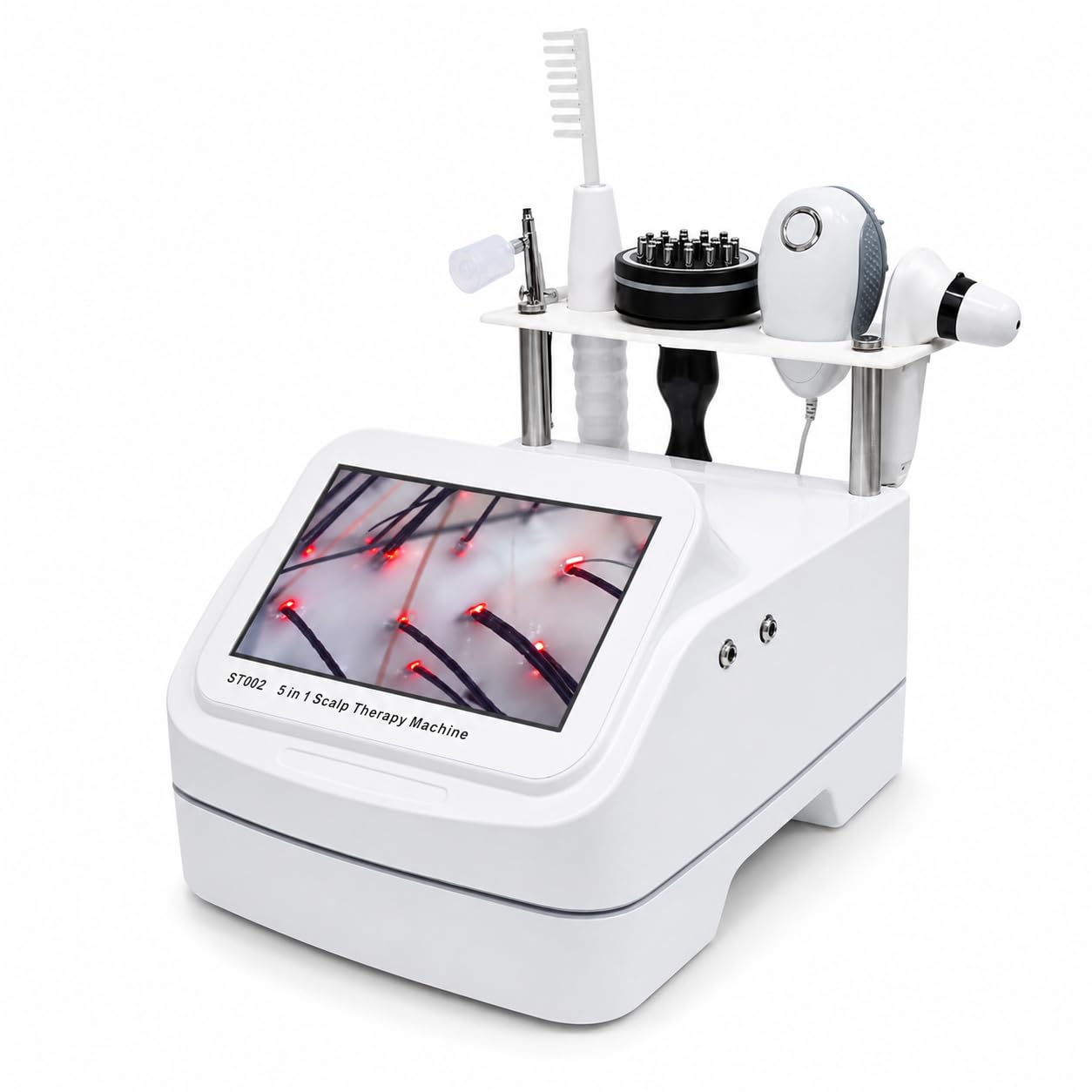 Analizador de cabello y cuero cabelludo 5 en 1, máquina de diagnóstico de piel con masajeador de cuero cabelludo y detector de folículos pilosos para uso doméstico y de salón