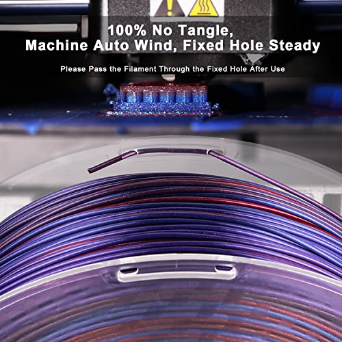 Image of AMOLEN PLA 3D Printer Filament,Silk Color Change PLA 1.75mm Silk Gradient Blue Purple Shiny Red Filament, 3D Printing Filament 1KG /2.2lb