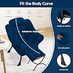 Congermom Lazy Chair with Folding Ottoman Modern Large Accent Chair,Contemporary Lounge Leisure Sofa Chair with Armrests Upholstered Sofa Armchair Reading Chair for Bedroom,Dorm & Office(Navy-f) - Image 4
