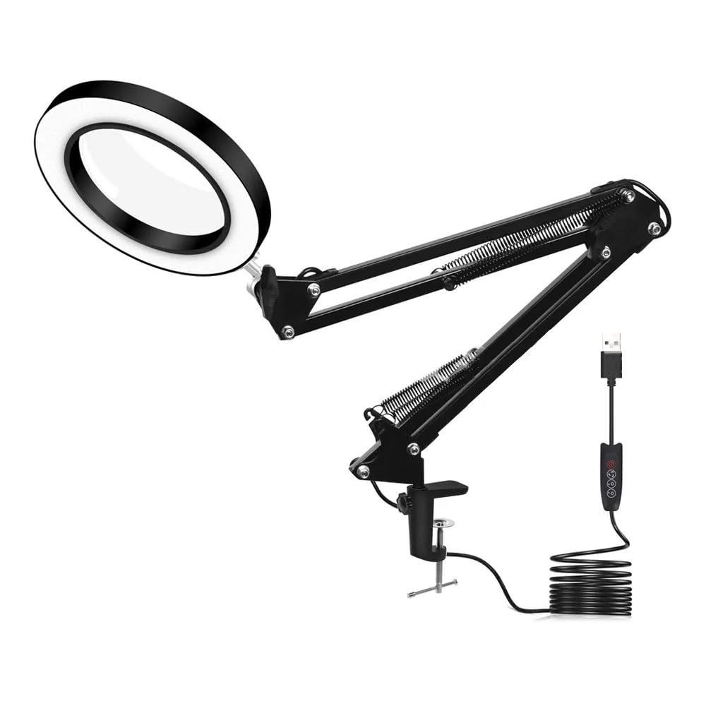 Kit accessori per microscopio Morsetto da scrivania Illuminazione Lente d'ingrandimento for saldatura con luce a LED Strumento di lettura for saldatura di terza mano Lampada da tavolo Lente d'ingrandi