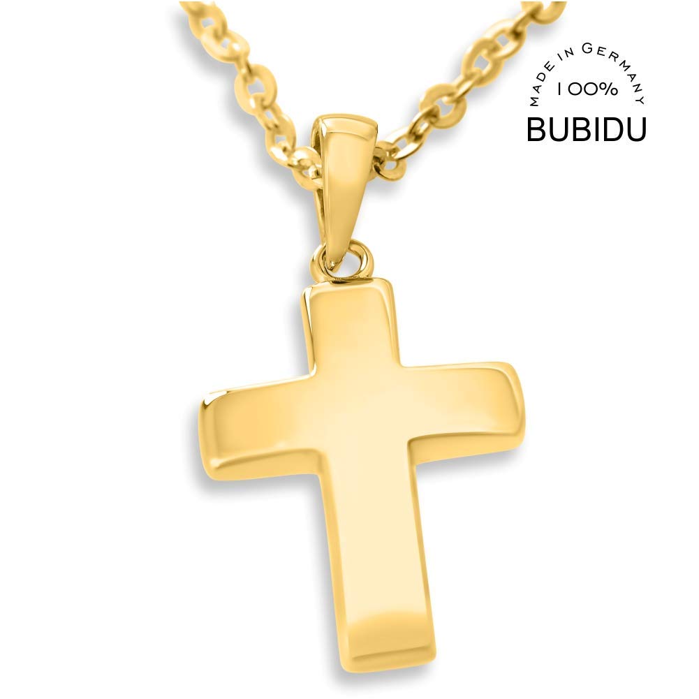 Goldkreuz Kette Kreuz schlicht Kreuzkette Kinderkette zur Taufe 925 Silber vergoldet Geschenk Baby Patenkind Geburt Taufkreuz Gold Taufkette Kettenanhänger mit Kette Schmuck