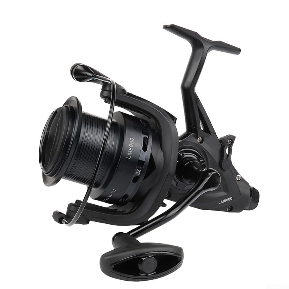 Honseadek Carrete de pesca de carpa con rodamientos de bolas 7+1 y para copa de línea mecanizada CNC, relación de engranaje 4.9:1 de alta velocidad, carrete LM-8000/8000S, aleación (8000)