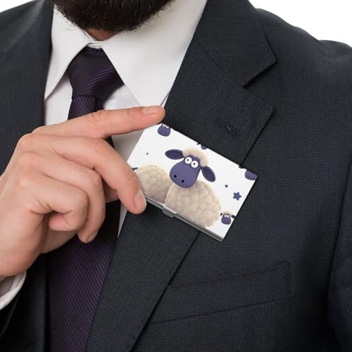 Slim Metal Business Card Holder - Sheep Aluminum Alloy Card Case with Buckle Closure, Holds 20 Cards & Cash, Professional Credit Card Size ID Holder for Men Women Gift 6
