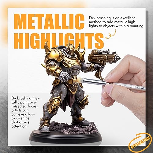 Image of Dry Brush Miniature Painting Drybrush Set - 6PC Professional Miniature Paint Brushes for Warhammer 40k, DND Miniatures, Citadel, Scale Model, Enamel & Fantasy Figurines Painting（Pearl White）