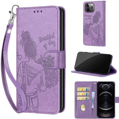 Étui en cuir synthétique iPhone 13 Pro chic avec fentes cartes