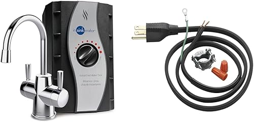 InSinkErator Depósito de acero inoxidable, sistema HC250C-SS HOT250, grifo de beber de 2 manijas en cromo con 23 galones, dispensador instantáneo de
