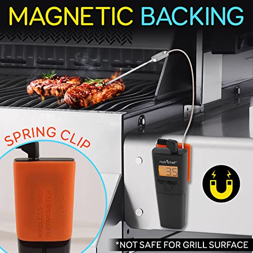 Nutrichef Bluetooth Grill Bbq Meat Thermometer, 150 Ft Wireless Digital Monitoring Timer & Alarm For Smoker, Oven #TOP5
