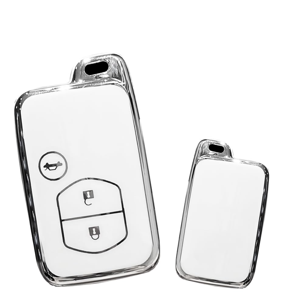 HIBEYO TPU Key Fob Cover for Toyota Camry Land Cruiser Prado 4Runner Venza Prius Crown Avalon Highlander Rav4 Accessories Key Shell Cover Smart Key Holder Protector for Toyota Key Case-White
