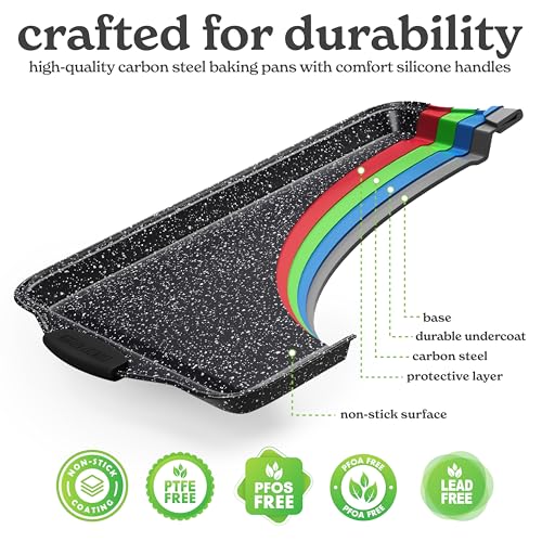 image for Country Kitchen Nonstick Stackable Bakeware Set - Heavy Duty, Durable,