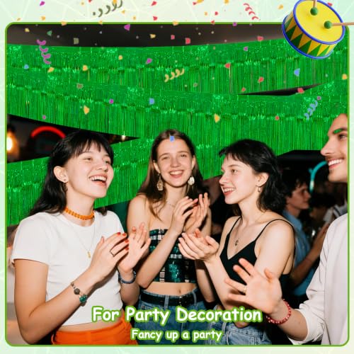 Image of 4 Pack 39 Feet Glitter Green Parade Float Decorations for Trailer Car, Glitter Foil Fringe Tinsel Streamers Banner Garland for Graduation Weeding St. Patrick's Homecoming Birthday Party(Glitter-Green)