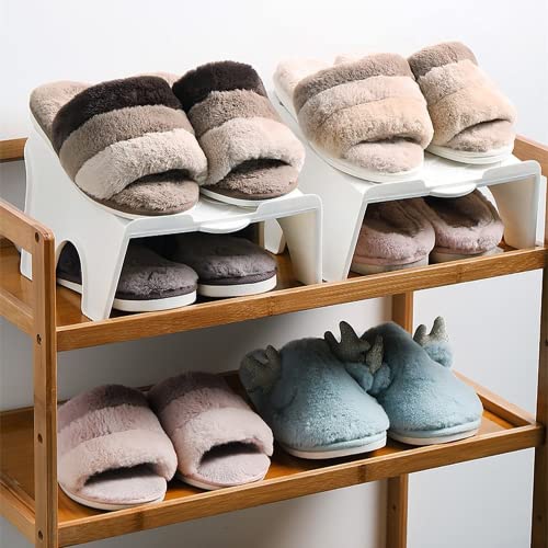 Miedeon Thickened Storage Shoe Cabinet Shoe Holder Home, Creative Plain Color Double Layer Simple Plastic Double Layer Shoe Rack (Grey-5Pack) #TOP1