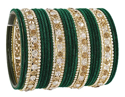 Image of NMII Non Precious Metal, Velvet and Zircon Gemstone Bangle set for Women /Girls