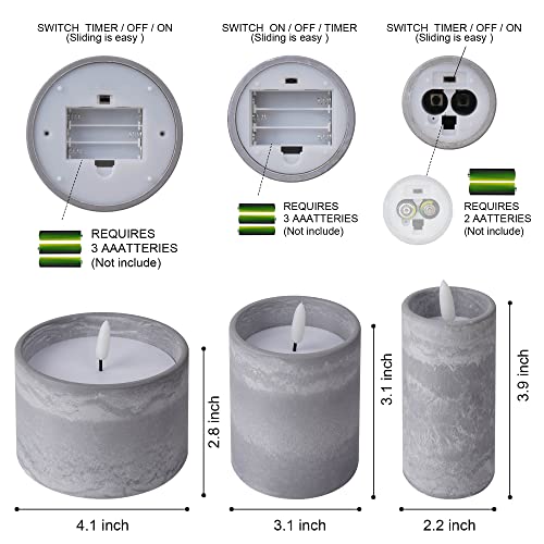 Patiphan SN088 Flameless Candles Battery Operated: Grey Concrete Led Pillar Candles Flickering thumb #6