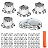 LABLT Chrome Semi Truck Tractor Trailer Hub Cover Wheel Axle Cover Center Caps Set for Front and Rea