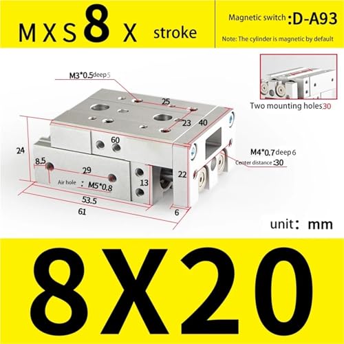 Vérin pneumatique à double piston MXS8-20 table coulissante rigide - 3